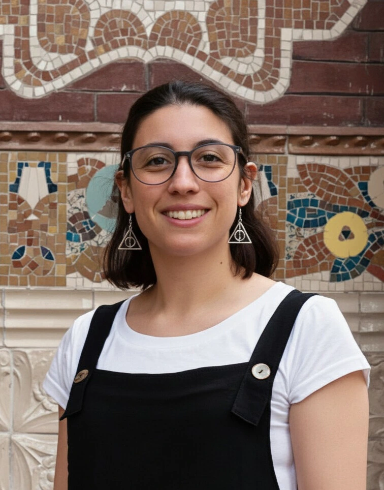 Smiling portrait of Flor Chialvo, front-end developer passionate about clean design.