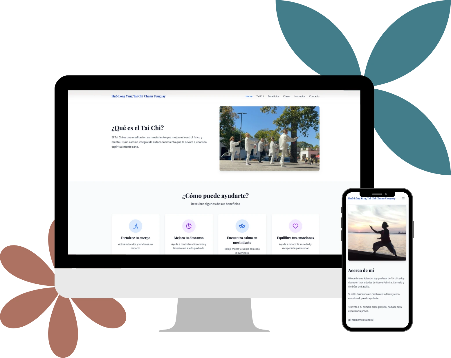 Modern landing page design for a taichi school built with Astro